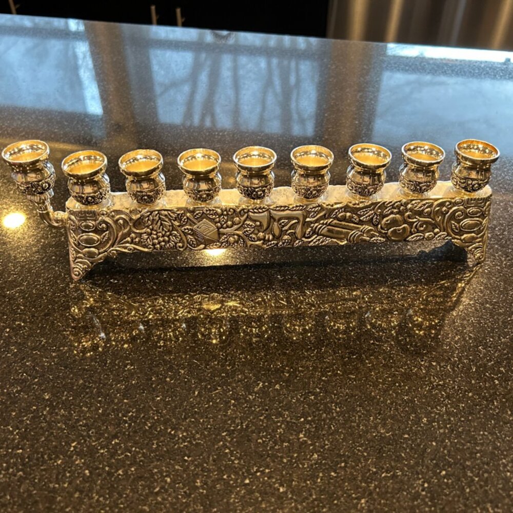 Elegant Silver Menorah Candle Holder
